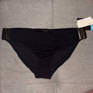 Kenneth Cole New York: Black Sash Hipster Bikini - Tummy Toner & Leopard Accent